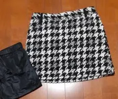 JUN&ROPE' 美品　ゴルフスカート　毛100% チェック　インナー裏地付