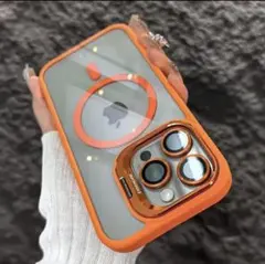 iPhone17 Pro ケース 透明 オレンジ MagSafe対応