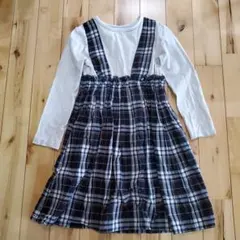 ★RIO★チェック柄サロペットワンピース　130