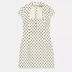 ZARA タイリボン ドット プリントショートワンピース XS