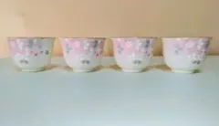 新品未使用　湯呑み　ピンク色　桜柄　4個