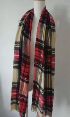 美品☆スピックアンドスパン タータンチェックストール マフラー
