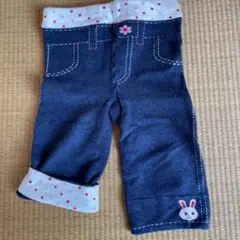 ミキハウス　ウサギ刺繍付きダークブルーパンツ 90