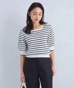 スクエアネック半袖ニット