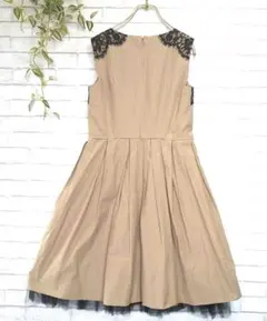 美品✨ROPE ワンピース フレア Aライン レース チュール M ベージュ