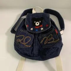 ダブルビー デニム クマ刺繍 小型リュック