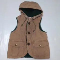 110★デニムダンガリー★パーカー付き！リバーシブルベスト★