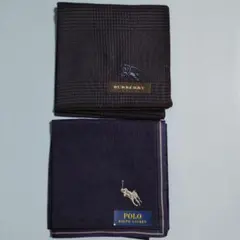 BURBERRY & POLO RALPH LAUREN ハンカチセット紺地