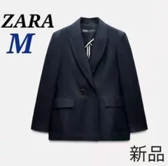 新品＊ZARA　ダブルブレストリネンブレンドブレザー　ジャケット　ザラ　M