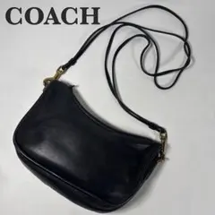 コーチ オールドコーチ ショルダーバッグ ハーフムーン レザー ブラック