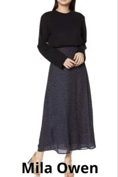 Mila Owen ドット柄ロングスカート S