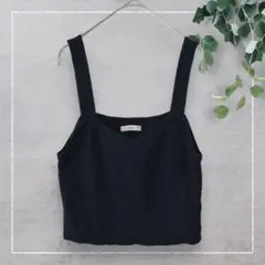 【ミスティック】ニットビスチェ(F)タンクトップ キャミソール　ショート丈　黒