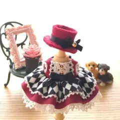 小さいサイズ♡ダイヤチェックのワンピース♡赤♡メルカリ便♪のサムネイル