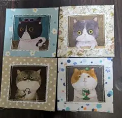 4　猫のイラスト付きパッチ8枚セット