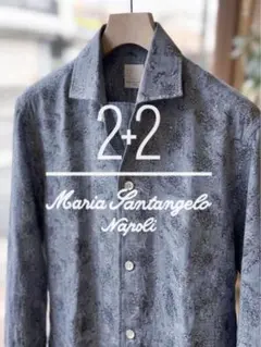 【新品】Maria Santangelo／リネンシャツ／フローラル／ブルーグレーのサムネイル