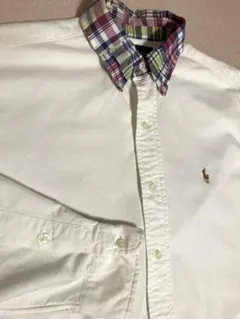 L相当 90s ラルフローレン BLAKE オックスフォード 襟切替えシャツ