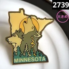⭐︎2点目から半額⭐︎ヴィンテージピンバッジ　アメリカ雑貨　ミネソタ州　月とオオカミのサムネイル