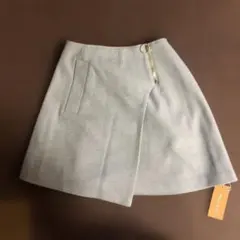 REDYAZEL グレー ラップスカート ゴールドジッパー付き