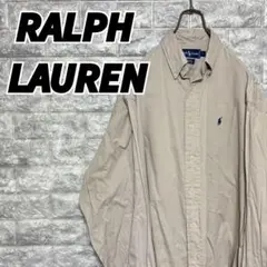 90s ラルフローレン ワンポイント刺繍ロゴ 長袖 BDシャツ ビッグシルエット