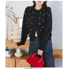 ニット 神戸レタス 美品★ ニットカーディガン 総刺繍 カーディガン