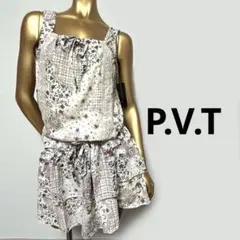 【2185】P.V.T アンティーク柄 ワンピース M