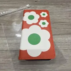 iPhone17 ケース iPhoneケース 手帳型 花 オレンジ 柄 花柄