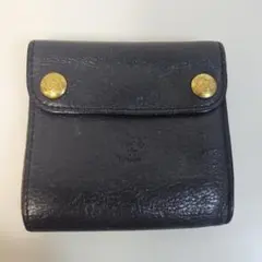 IL BISONTE　黒 レザー 三つ折り財布