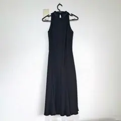 ビジュー付き付き黒マキシドレス　アメリカンスリーブ　発表会　結婚式