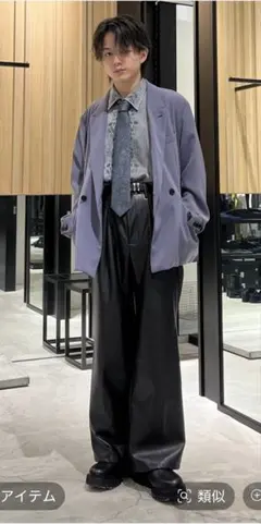 HARE ハレ　ブラックレザー ワイドストレートパンツ 合成皮革