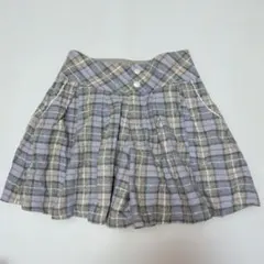 160★メゾピアノ★ロゴ刺繍！チェック柄キュロットスカート★秋冬