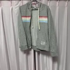 GAP ギャップ ジップアップパーカー グレー レインボー Mサイズ