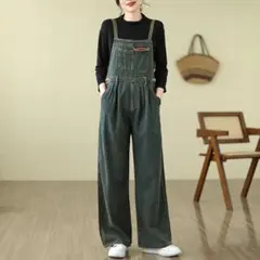 サロペット オーバーオール 着痩せ カジュアル レトロ デニム ワイドパンツ