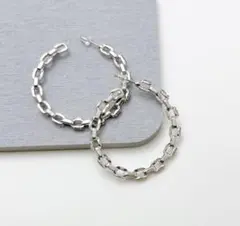 306 ピアス レディース シルバー チェーン サークル 大きめ 存在感