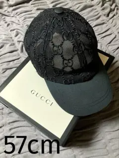 【美品】GUCCI GG柄 メッシュ ベースボールキャップ M ブラックのサムネイル