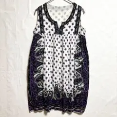 green label relaxing ノースリーブ ワンピース 花柄 綿 Lのサムネイル