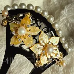 髪飾り 桜 かんざし バチ型 螺鈿 真珠母貝 パール 簪