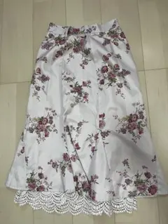 花柄ホワイトロングスカート Mサイズ