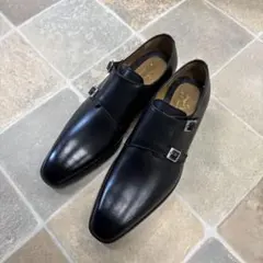 ダブルモンクストラップ ブラックビジネスシューズ