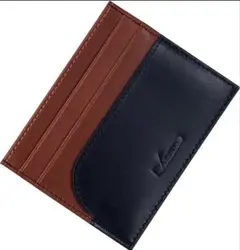 【レザー】レザー カードケース コインケース ネイビー×ブラウン おしゃれ