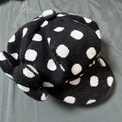 東京ディズニーリゾート ミニーマウス キャスケット帽子 白水玉黒 ベレー帽