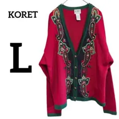 Koret Petites【L】カーディガン 昭和レトロ 花柄刺繍