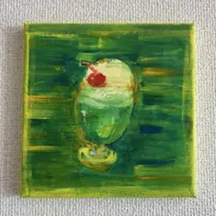 【原画】クリームソーダ　アクリル画18cmx18cm