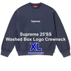 Supreme Washed Box Logo Crewneck Navy XL