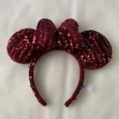 ディズニーカチューシャ　スパンコール　赤　ミニー