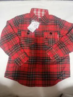 リバーシブル 赤と緑のチェック柄 長袖シャツ 120　新品未使用　タグ付き