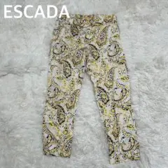 ✨ ESCADA エスカーダ 総柄　スラックスパンツ　カジュアルパンツ　黄色