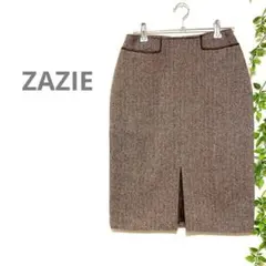 【ZAZIE/ザジ】ひざ丈ツイードラメスカート　フィッシュボーン柄　女っぽ　古着