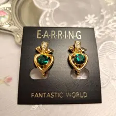 RR24153　ヴィンテージ　グリーンカラー　ストーン　イヤリング