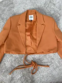 ZARA オレンジ クロップドジャケット