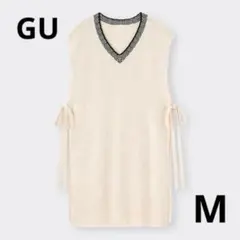227 GU ジーユー　ニットベスト　チュニック　ワンピース　ノースリーブ　ジレ
